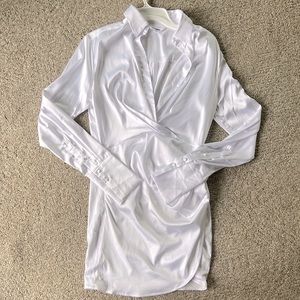 Steve Madden Satin Shirt Dress - White